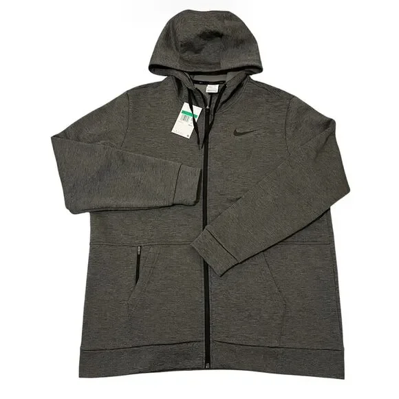 Nike Men's Therma-Fit Full Zip Hoodie Dark Heather Gray Size XL CU6231-071 New - Picture 1 of 7
